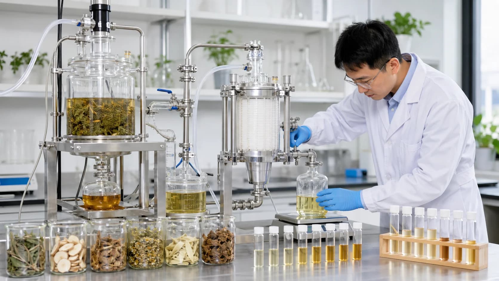 天然成分提取与工艺研究场景示意