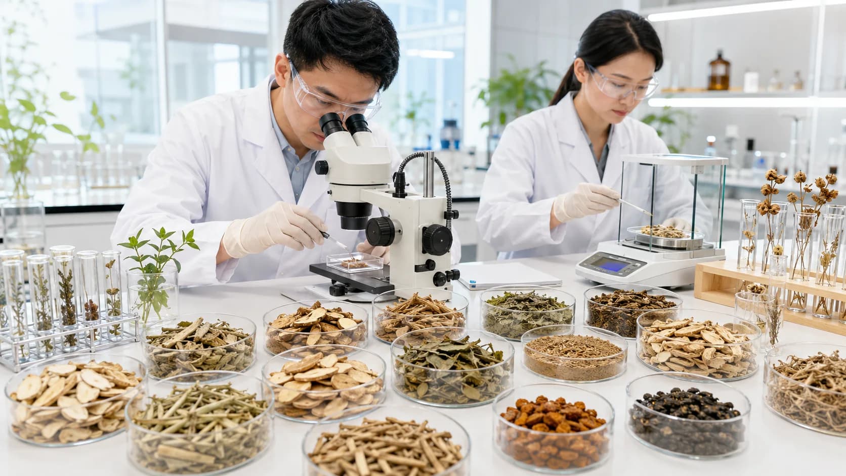 中医药创新原料与标准化筛选场景示意